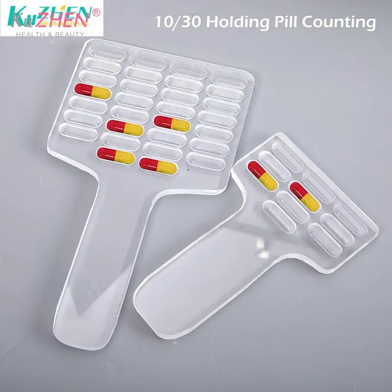 10/30 Holding Tray With Handle Medicine Tray Pill Counter Pills Capsule Counter Count Pill Counting Acrylic Tray Capsule Counter