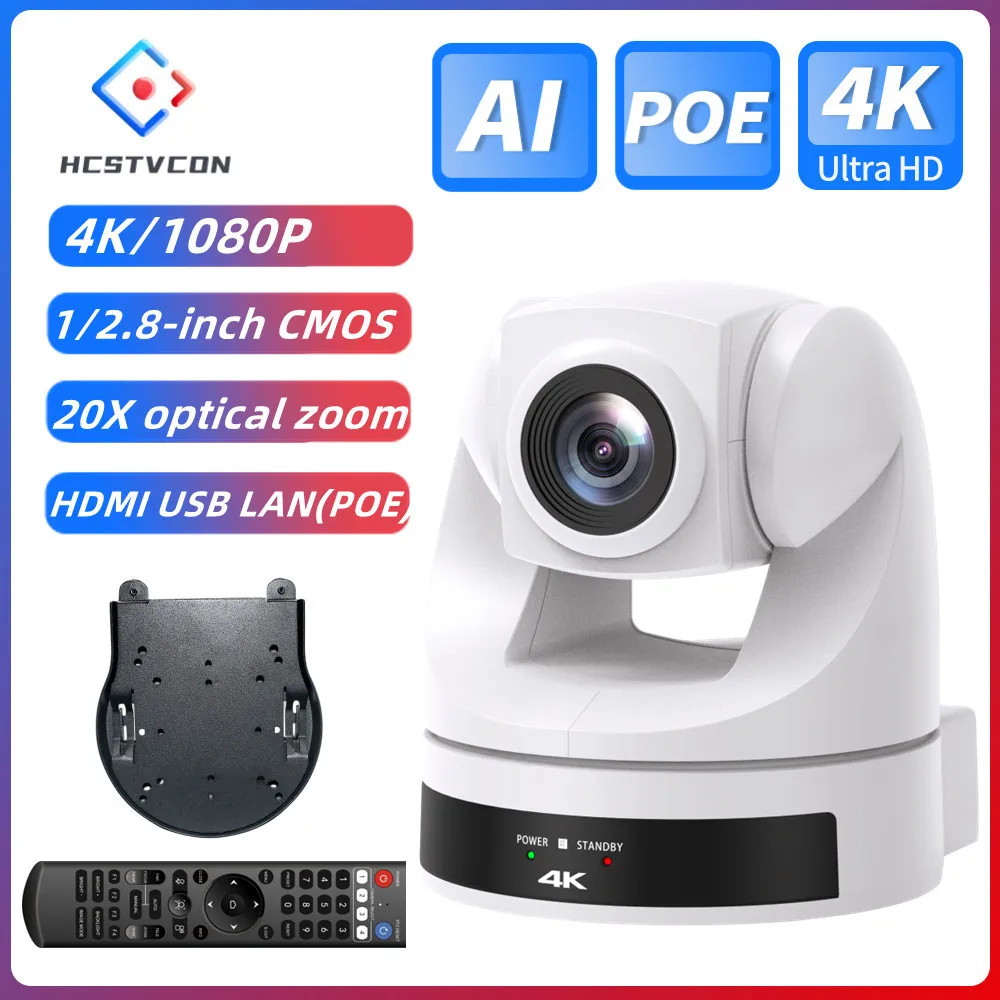 

HCSTVCON USB3.0 HDMI LAN PTZ Camera 4K 20X Zoom Video Conference for Church Online Youtube Skype Live Streaming Meeting Zoom