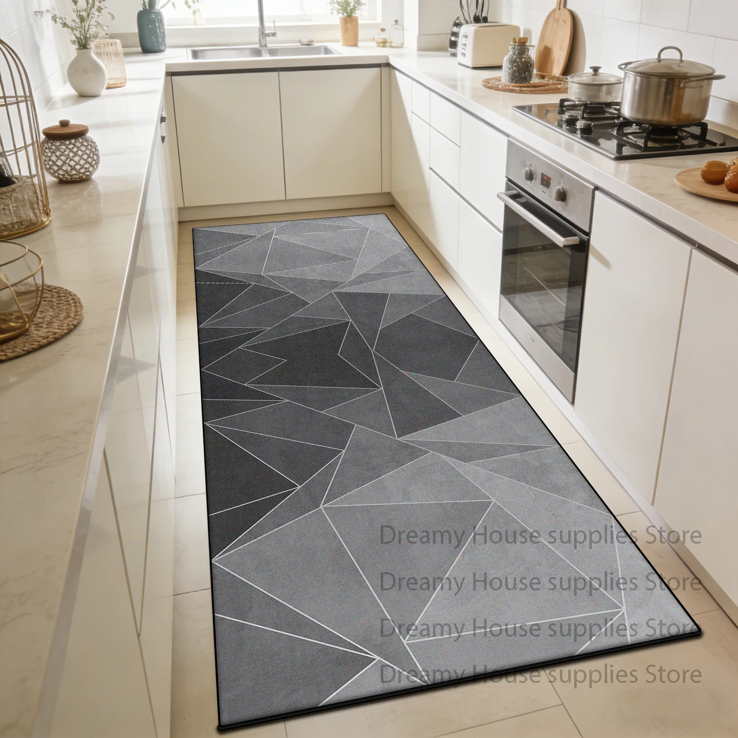 Nordic Geometric Style Kitchen Carpet Track Living Room Long Runner Rug Customizable Decoration Lobby Corridor Non-slip Foot Mat