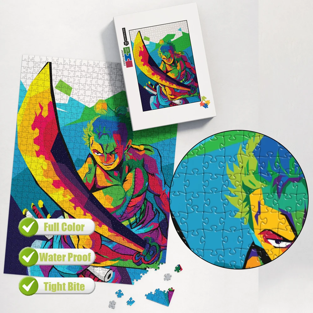 One Piece Zoro 1000 Pieces Jigsaw Puzzle Book Logic Training Activity Brain Challenge Learning Toys for Kids Students Children