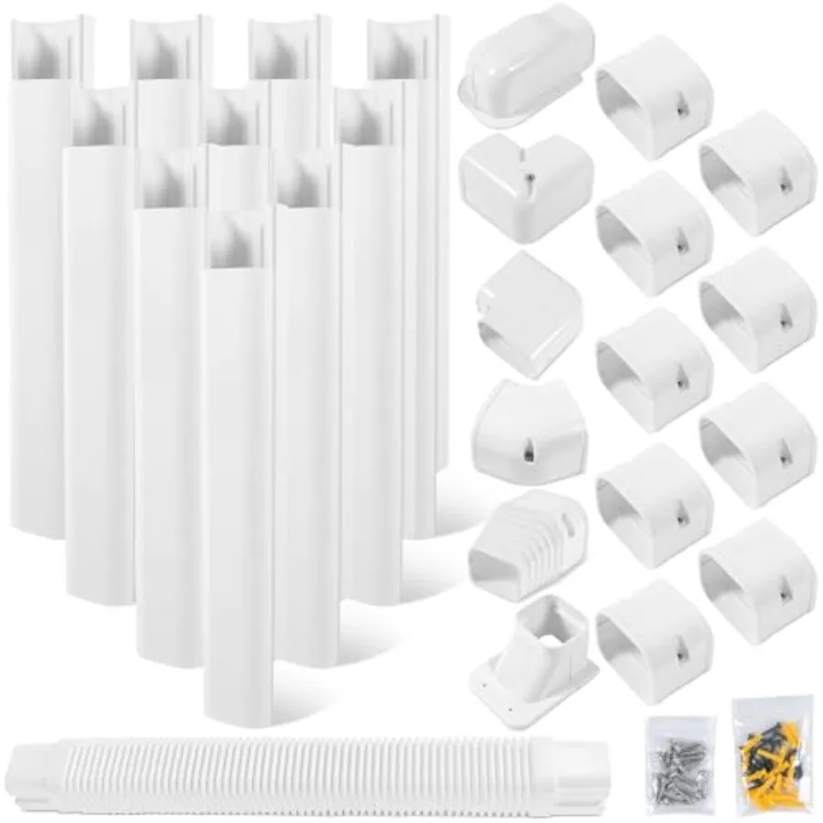 

3" W 16Feet Decorative PVC Line Set Cover Kit for Mini Split Lineset Cover Kit for Air Conditioner and Heat Pump