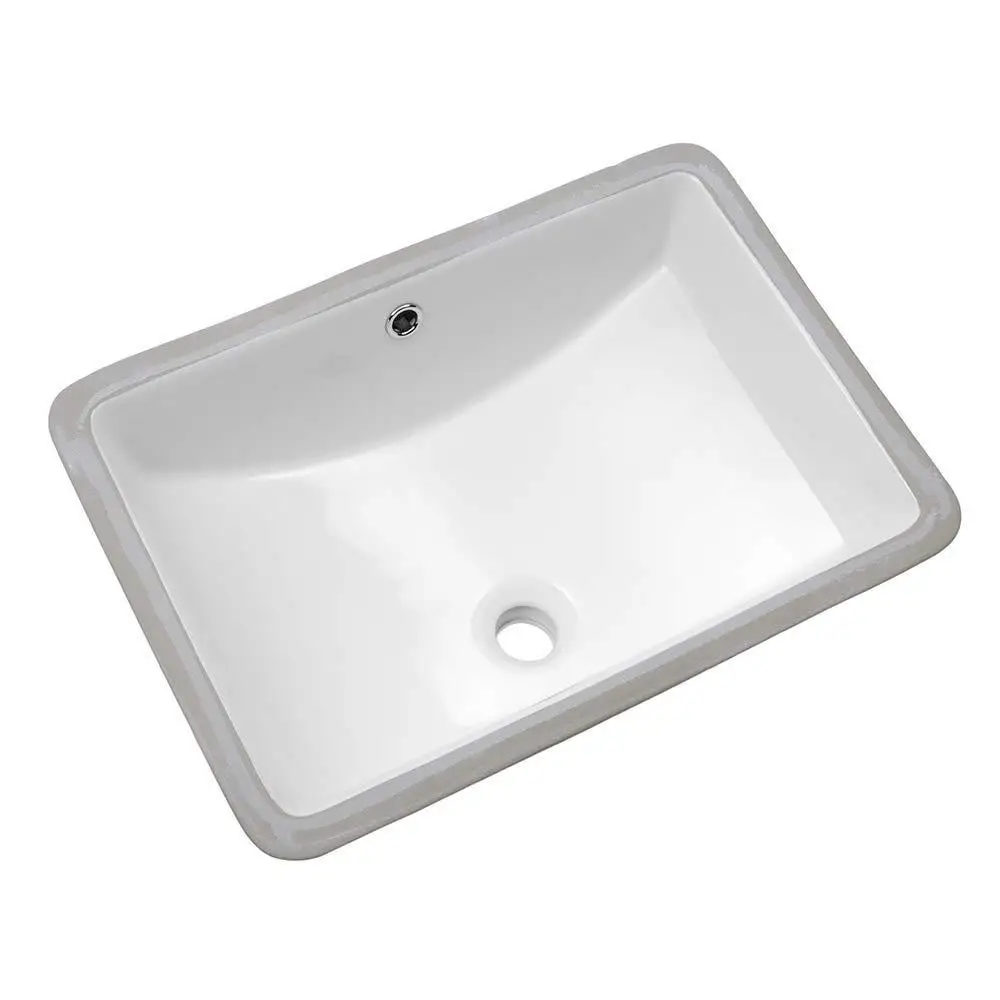 Modern Rectangular White Ceramic Undermount Bathroom Sink 21x14 Inch Sleek Design Acid Resistance Easy Installation For Home