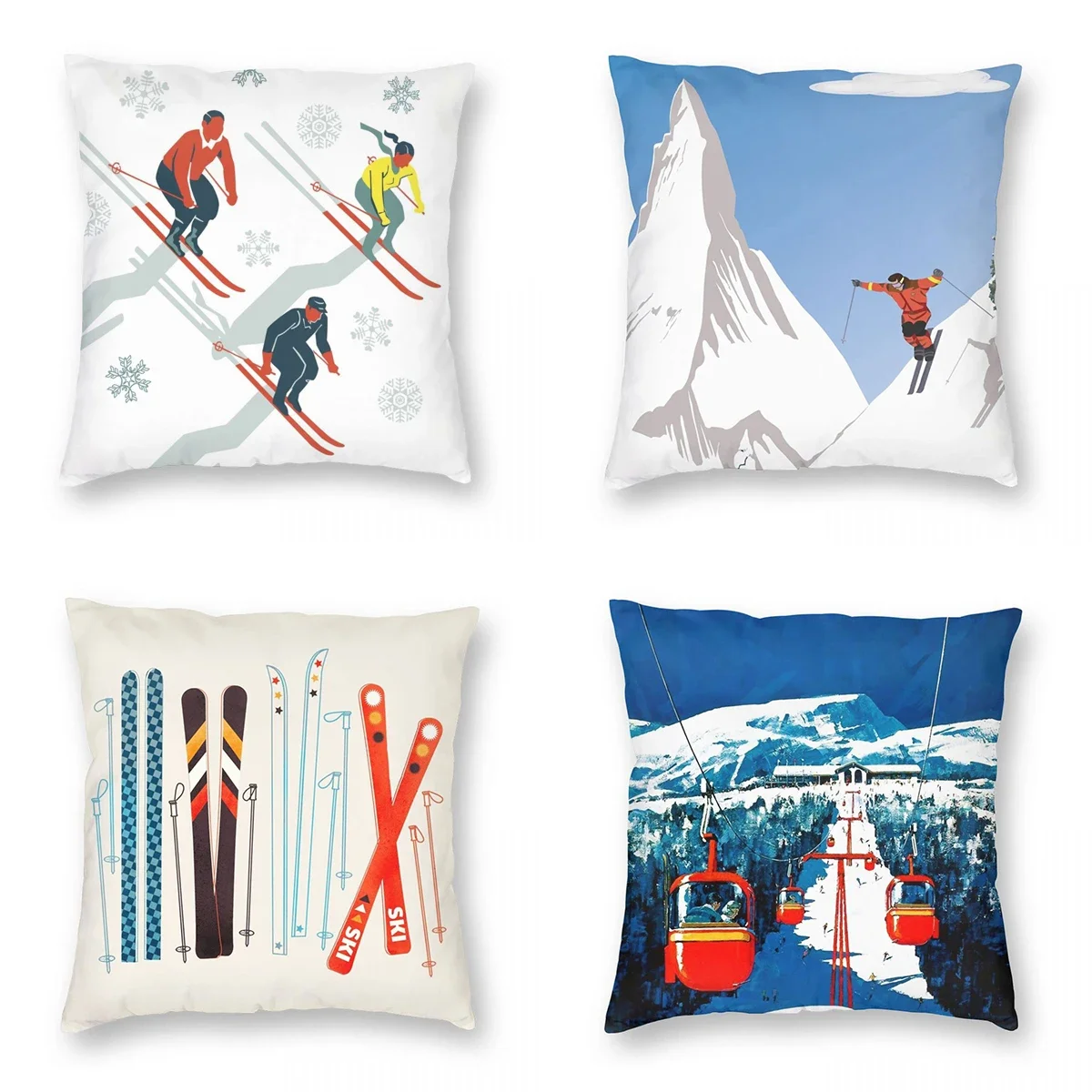 

Ski Resort Prop Pattern Print Square Pillowcase Decorative Mattress Cover Home Decor Car Decorations