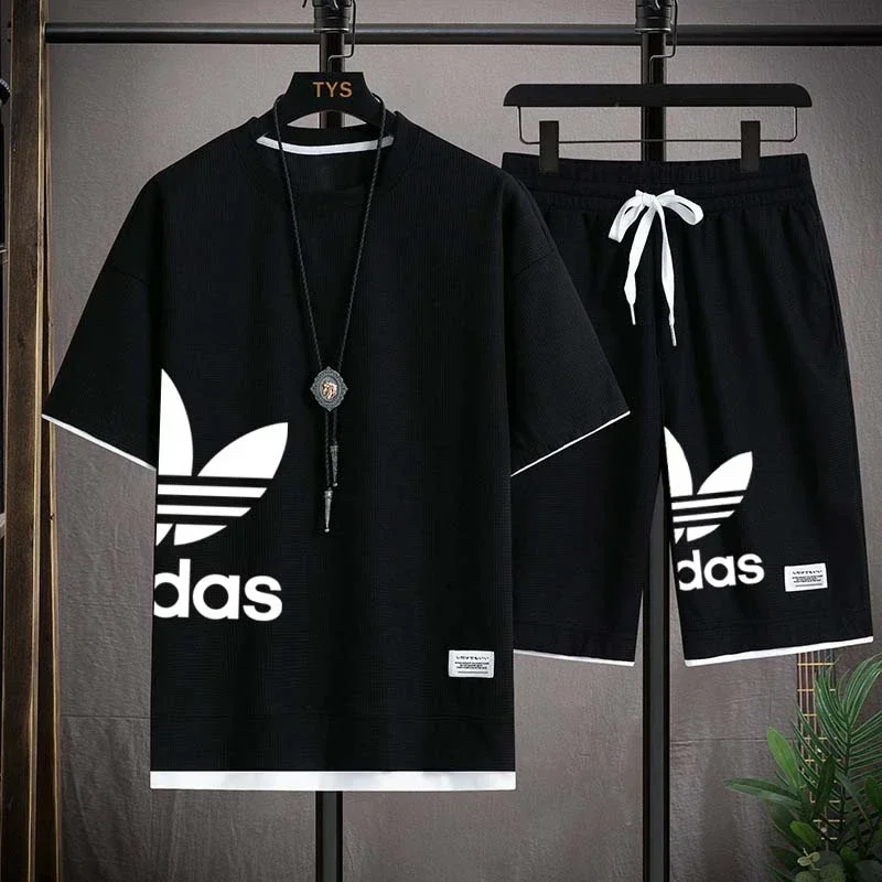 

Summer new men's fashionable basketball fitness sportswear set, casual short-sleeved T-shirt + shorts two-piece set