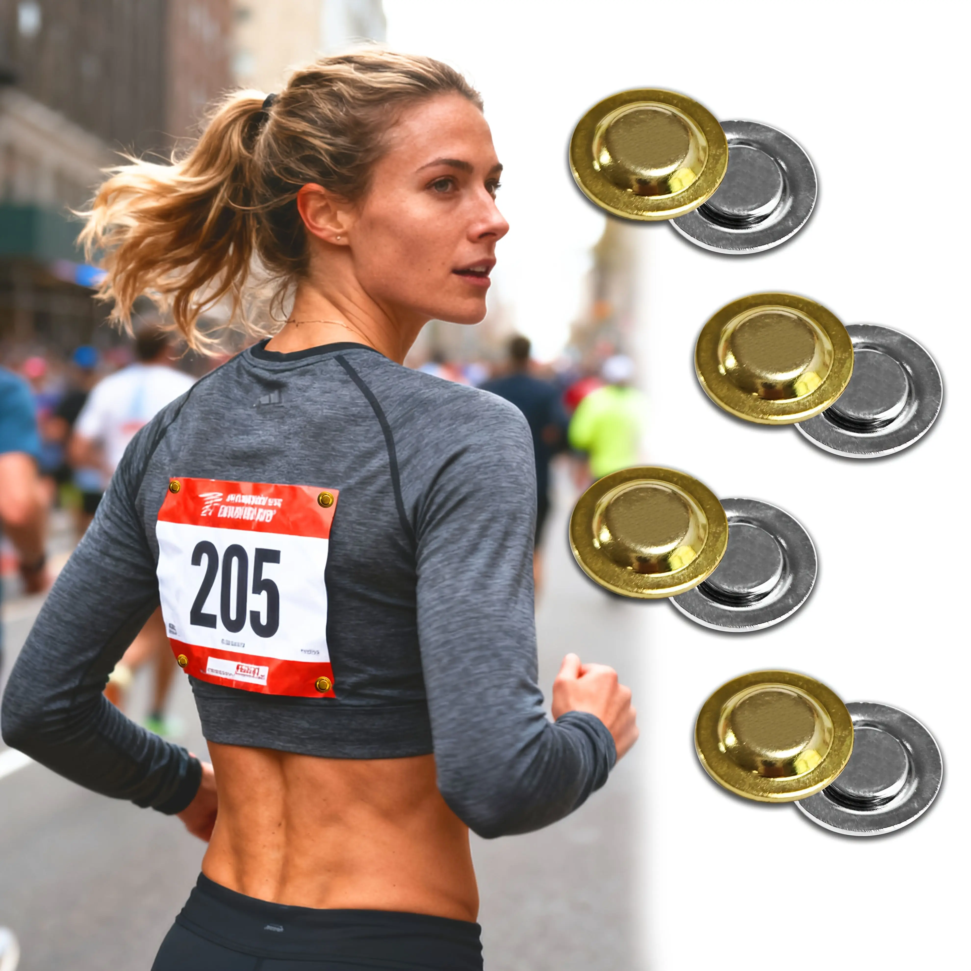 Race Bib - 4 pary magnetycznych klipsów do numerów