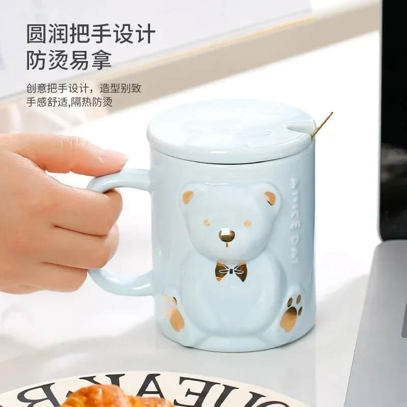 

420Ml Cartoon Bear Ceramic Coffee Cup Mug Breakfast Cup Home Office Couple Daily Drinking Tea Milk Water Mugs Cups