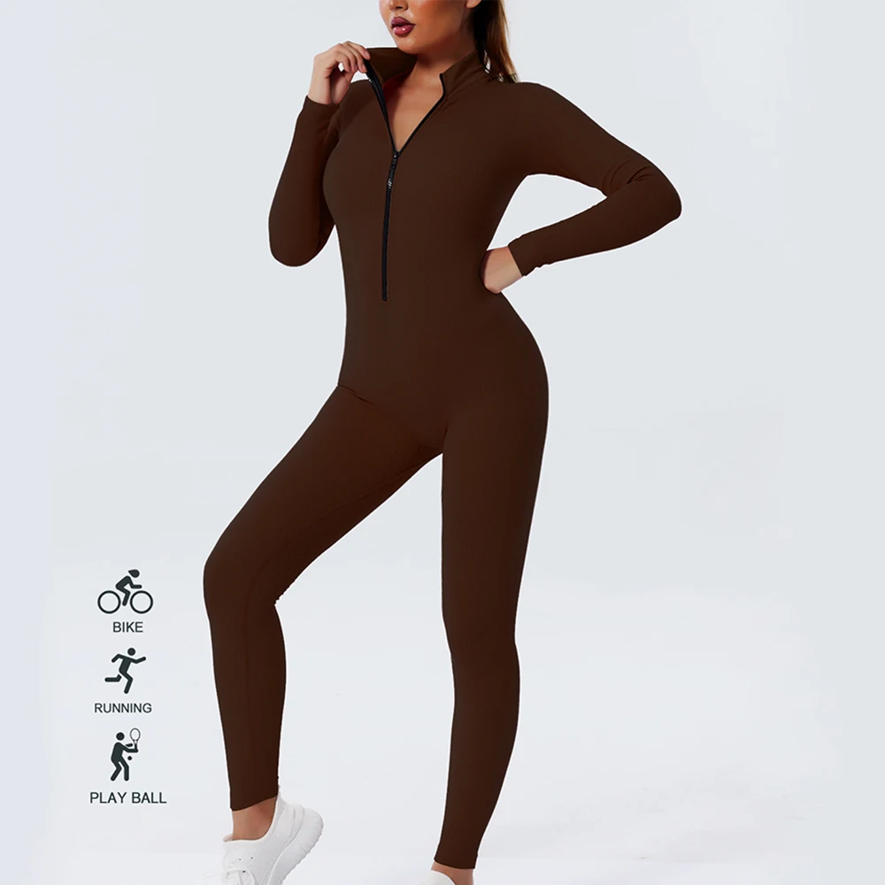

Long Sleeve Jumpsuits for Women Streetwear Solid Bodycon Sexy Black Rompers Casual Skinny Fashion Sporty Jumpsuits yoga set gym