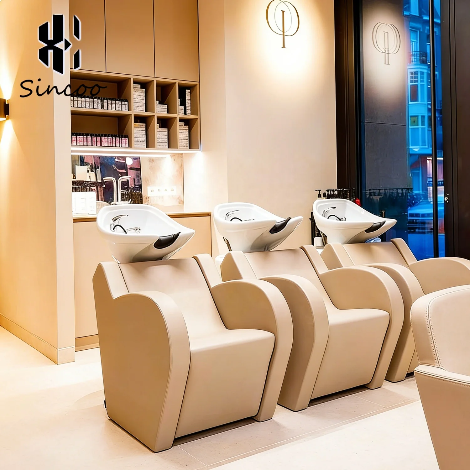 Customized High-end Modern Hair Washing Station Barber Shop Beauty Salon Shampoo Chair With Ceramic Bowl Shampoo Chair