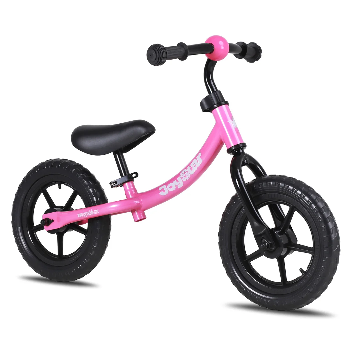 JOYSTAR Bicicleta de equilibrio de 12 pulgadas para niños y niñas de 2 a 5 años, bicicleta de empuje liviana con manillar ajustable, asiento, rosa