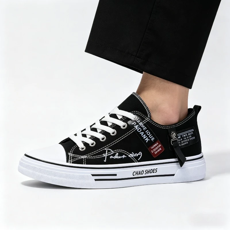 

2026 Summer Men's Canvas Sneakers Low-Top Casual Breathable Shoes for Teen Trendy Lightweight Youth Streetwear Comfort Footwear