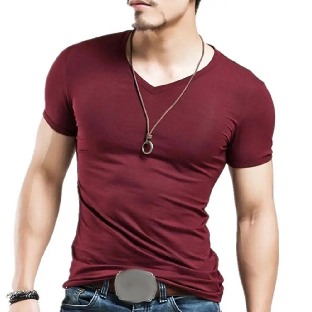 

2022 New Men T Shirt Fitness V neck Man T-shirt For Male Clothing T-shirts M-5XL Tops Tees ropa hombre ​футболка мужская