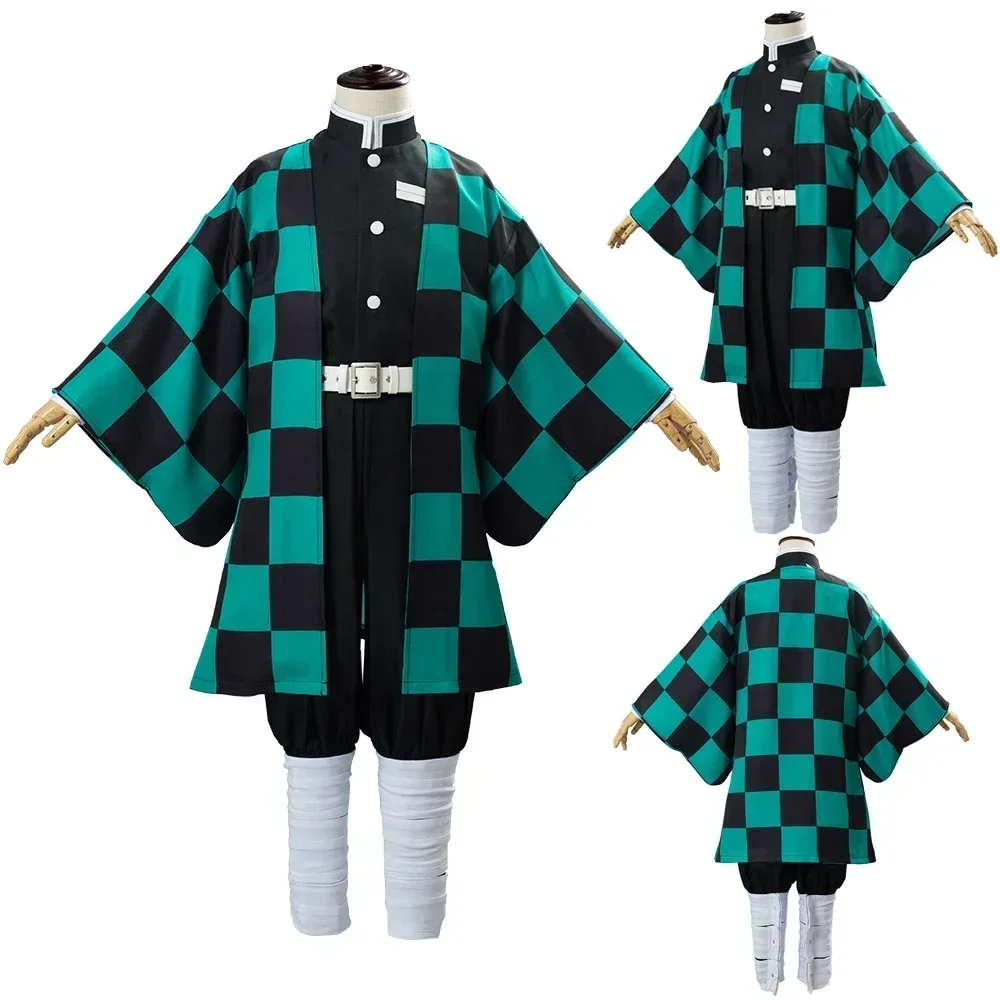 

2025 Halloween Kamado Tanjirou Cosplay Fantasie Kids Jongens Outfits Anime Demon Kostuum Slayer Vermomming Mantel Kinderen