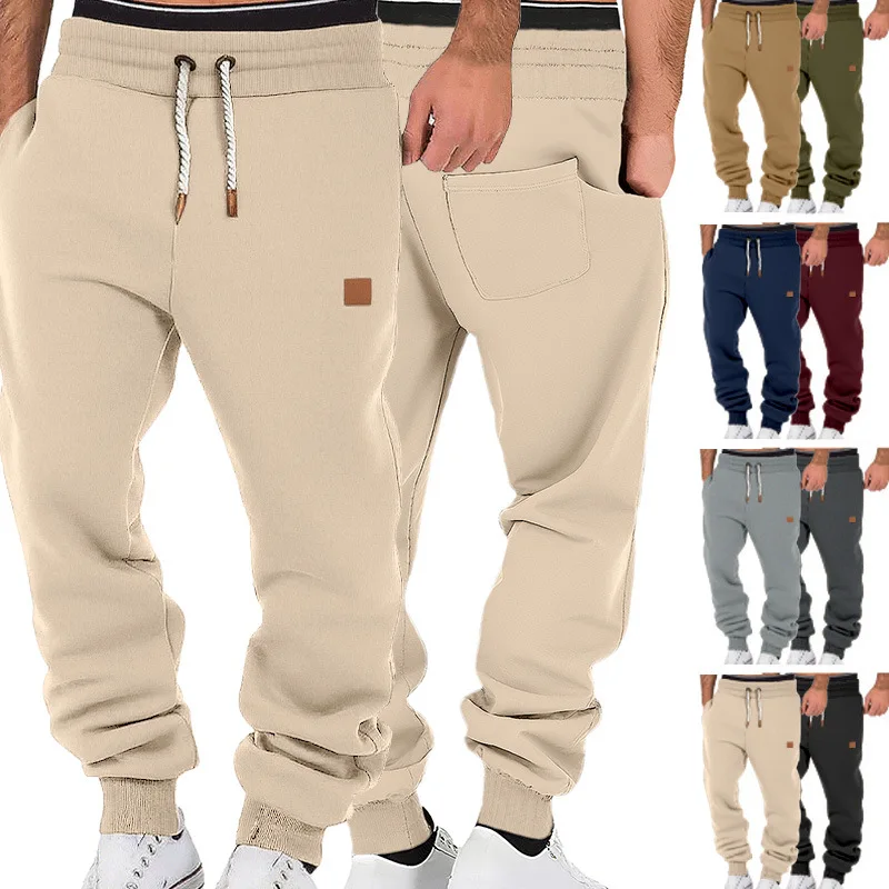Cross-Border Clothing Amazon Men's Spring Autumn Solid Color Trendy Sports Casual Sweatpants European And American Loose Jogger