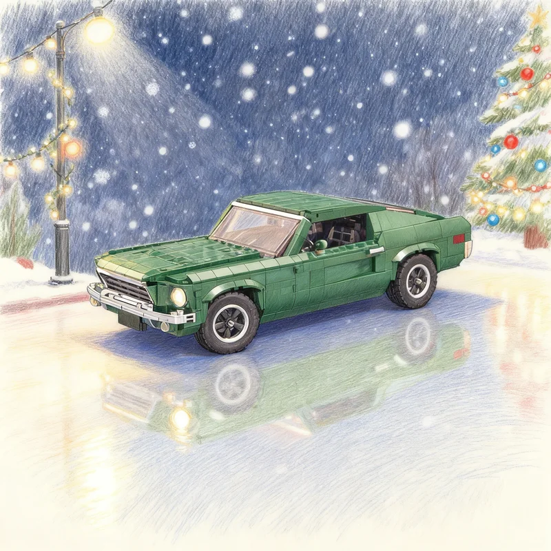 

1402pcs MOC Forded Mustangesd GT BULLITT Lowered Adapted Roof Cars Model Building Blocks Creative Gift DIY Display Decor Adult