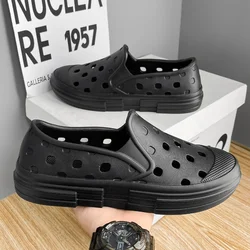 Men summer flat sandals EVA couple hole slippers fashionable indoor home light soft slippers thick bottom beach slippers 46