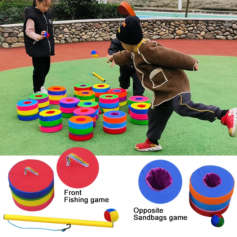 Multifunktions Outdoor Spiel Farbe Rad Requisiten Sensorische Integration Training Balance Spielzeug Sport eltern-kind-Interaktion Fangen Ball