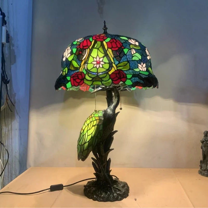 

Bedroom Hotel Home Vintage Bedside Peacock Base Desk Lamp