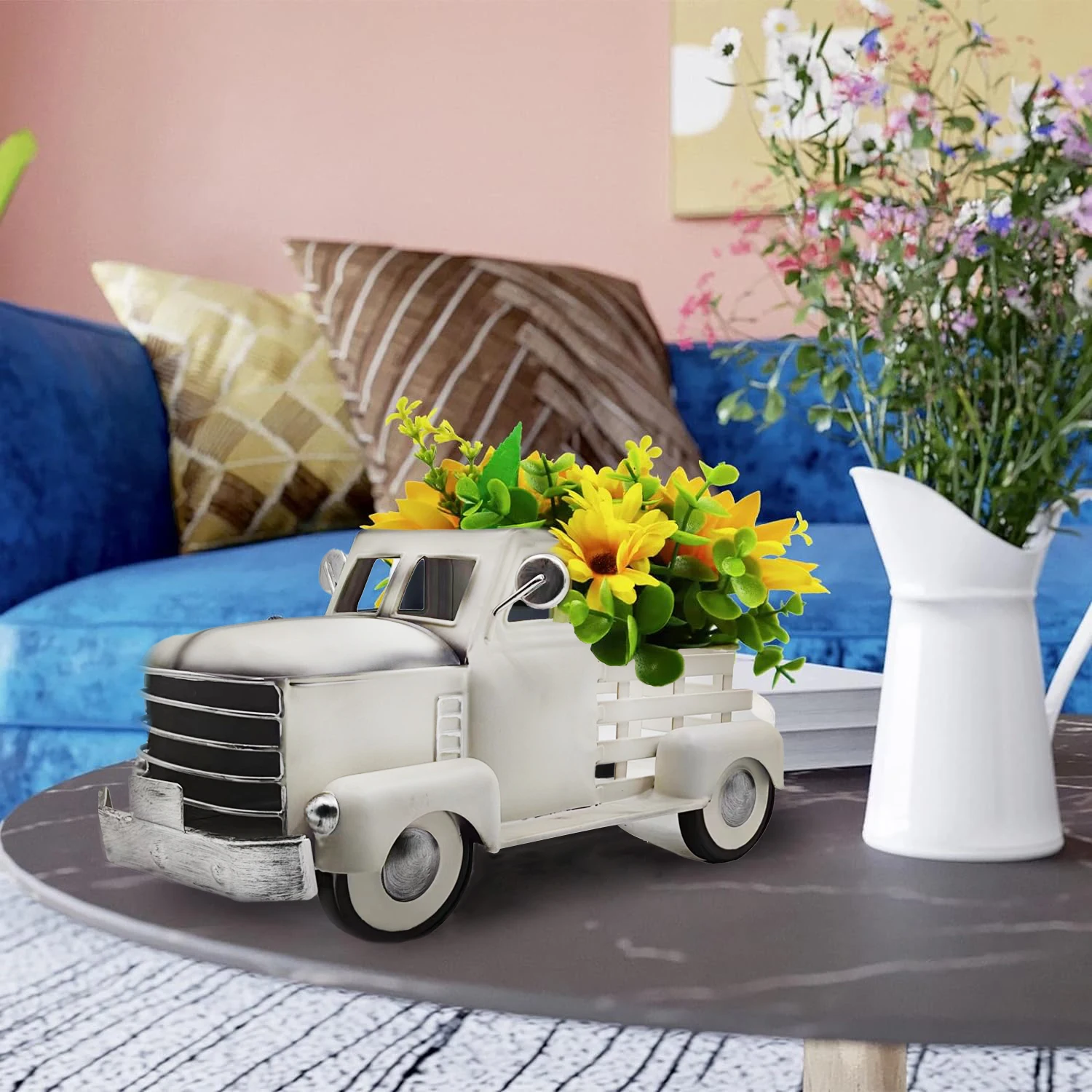 Vintage Truck Decoration, Car Gift Metal Cars, Wine Racks, Home Backyard Decoration, Table Decoration and Tabletop Storage