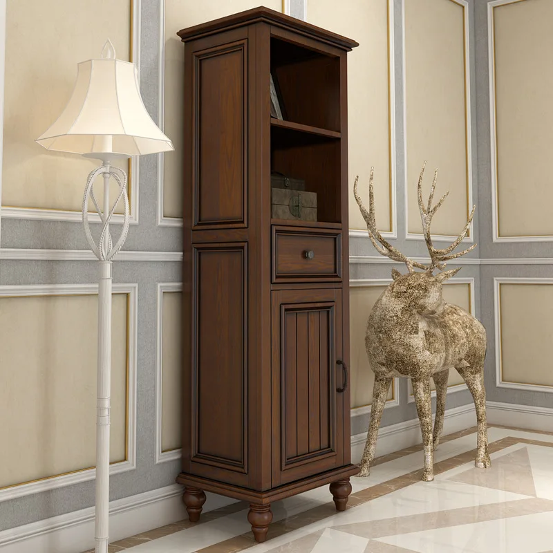 

Retro TV cabinet American wine cabinet solid wood furniture living room side cabinet set French home improvement locker