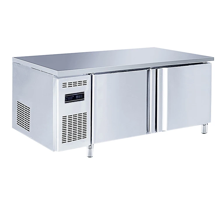2 Doors 1.5M Stainless Steel Kitchen Freezer Commercial Under Counter Freezer