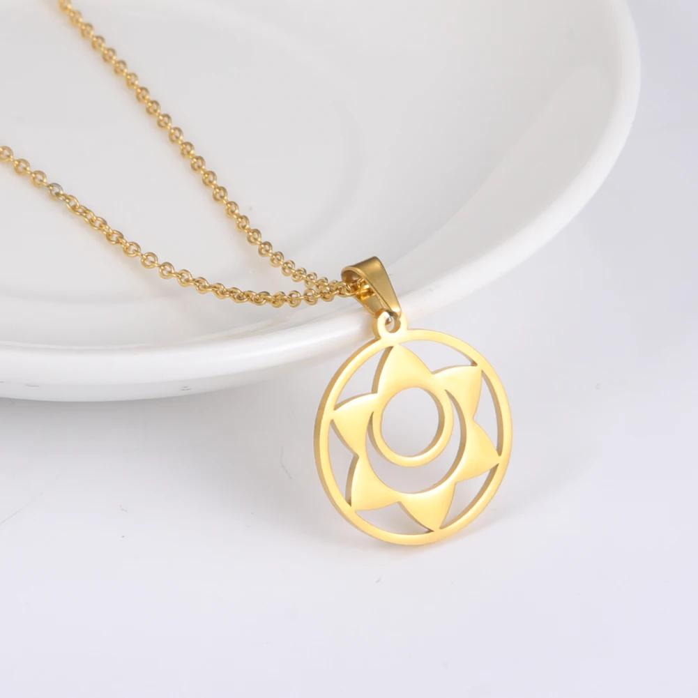 Dawapara Seven Chakras Symbol Pendants Stainless Steel Meditation Amulet Healing Spiritual Jewelry