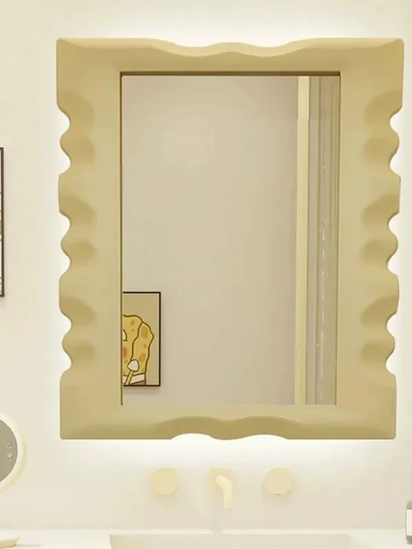 American‑Style Irregular Wall‑Mounted Bathroom Mirror, Smart Vanity Mirror Sink Counter,Art Decor Wall Mirror Washroom&Sideboard