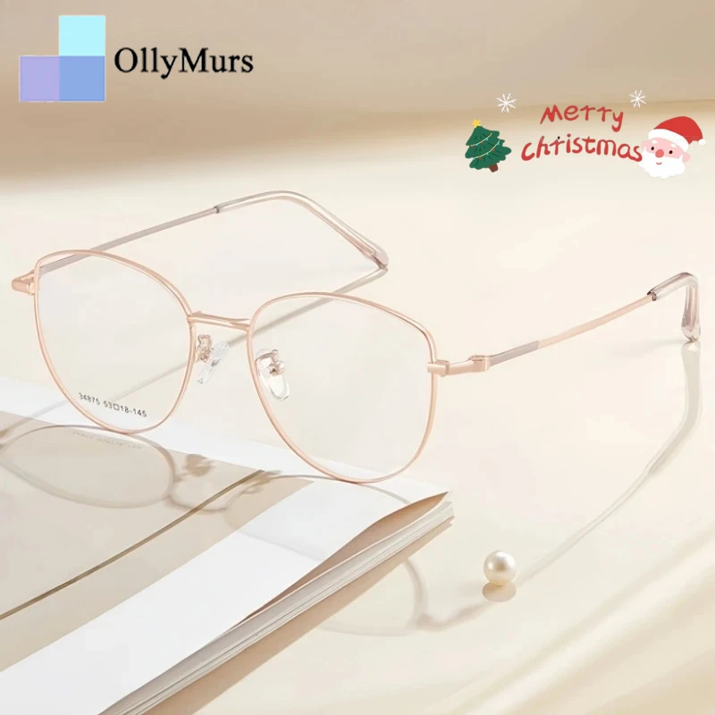 

OLLYMURS модные трендовые женские очки «кошачий глаз» ультра легкие очки из сплава ретро элегантные оптические очки по рецепту 34875