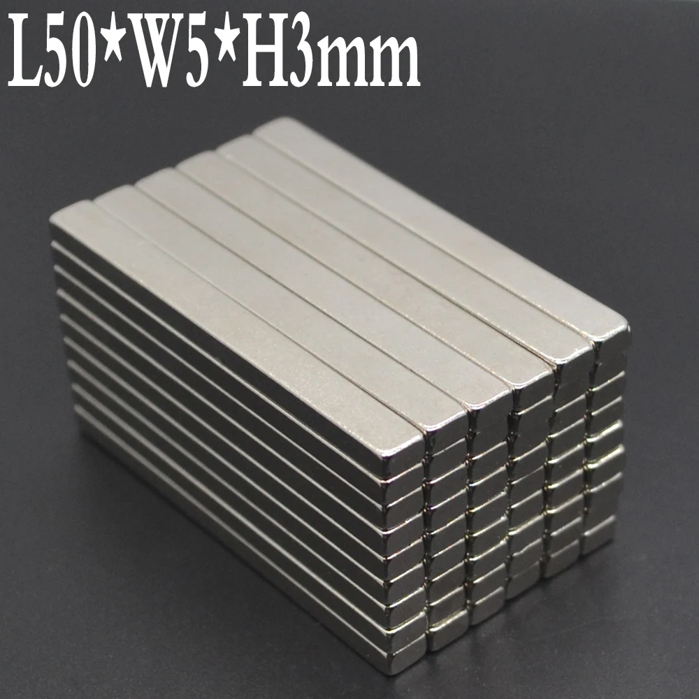 1/5/1000Pcs 50x5x3 Per Strong Neodymium Rectangle Block Magnets 50mm x 5mm x 3mm  N35 Rare Earth NdFeB Rectangular Cuboid Magnet