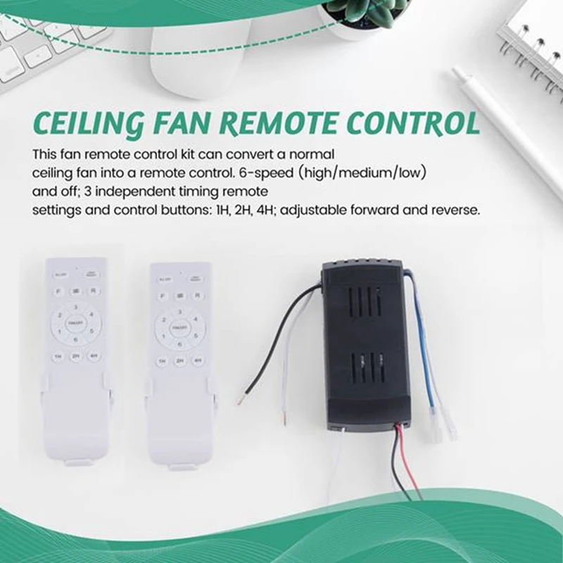 Universal Ceiling Fan Remote Control Kit 50W 6Speed Timing Function Replacement Remote for DC Ceiling Fans & Lights A-A12I