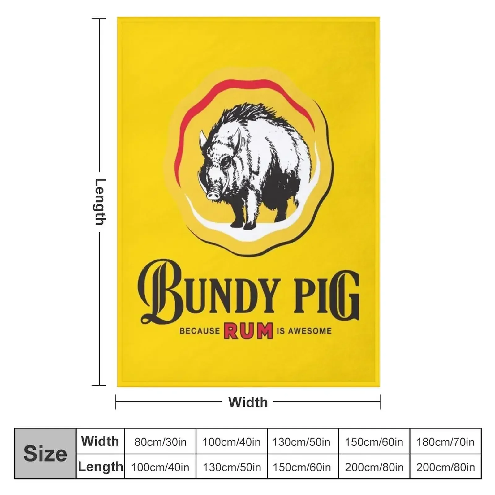 Bundy Pig Boar (black text) Throw Blanket Plush Soft Beds Blankets