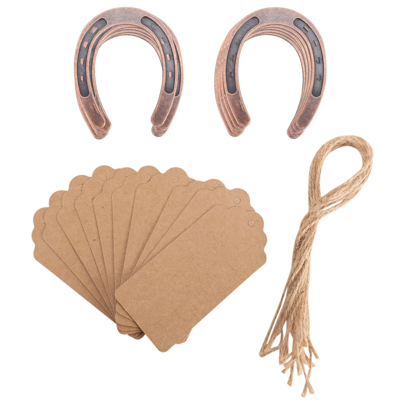 A58Z 10Pcs Good Lucky Horseshoe Wedding Favors with Tags Rustic Horseshoe Gifts for Vintage Wedding Party Decorations