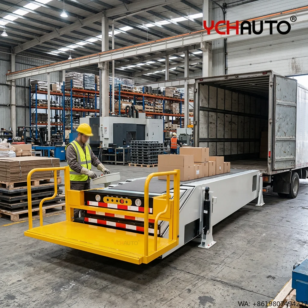 Telescopic Conveyor Extendable Belt Conveyor with Speed Adjustment Durable Retractable Belt Conveyor with Standing Platform