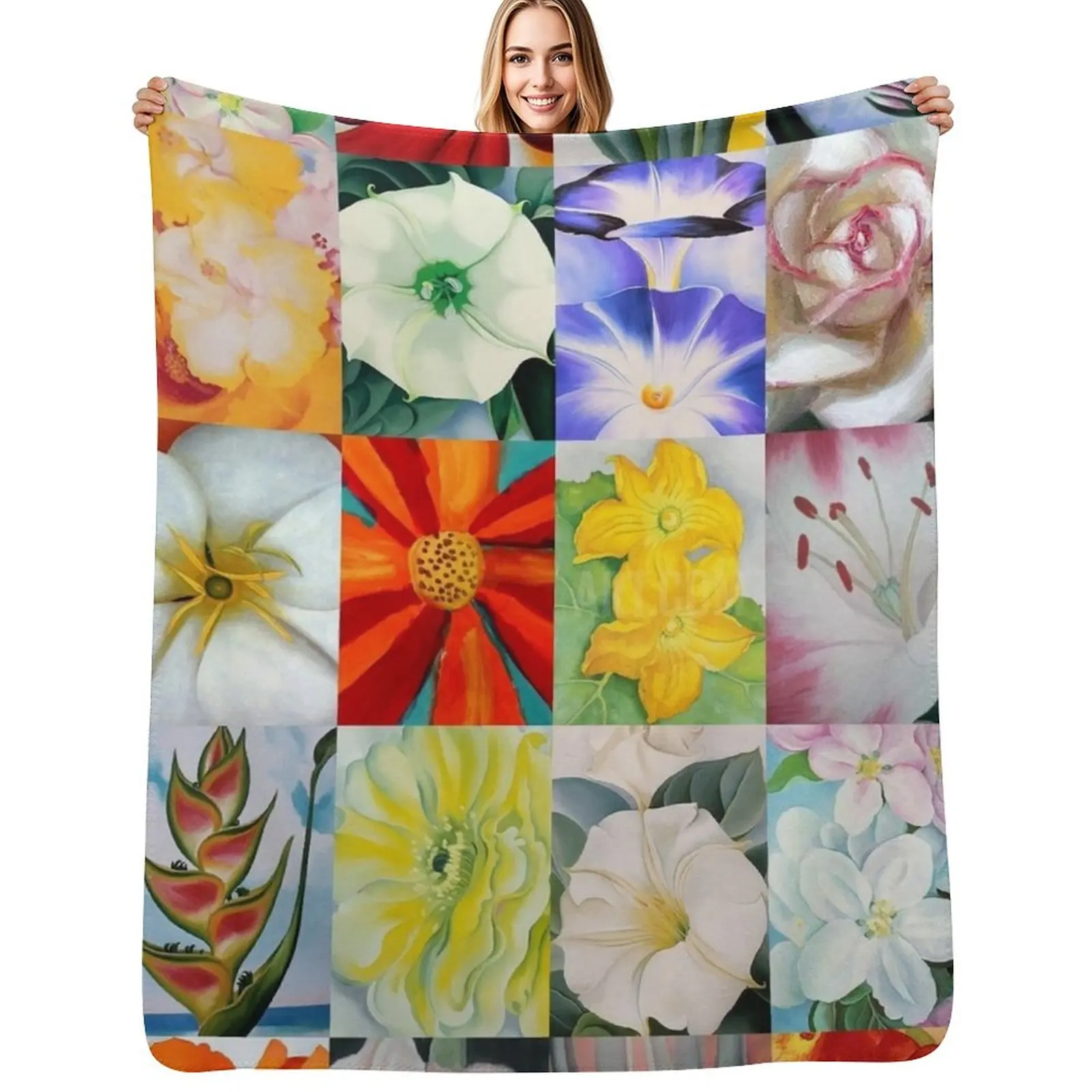 

Georgia O'Keeffe Flowers Throw Blanket Luxury St Giant Sofa Cute Plaid Soft Beds Blankets