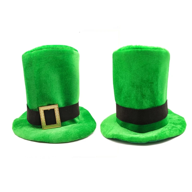 Saint Patrick Day Irish Hats Man Green Leprechaun Cap Top Hat Supplies for Home Festival Party Cosplay Costume Props Green Hat