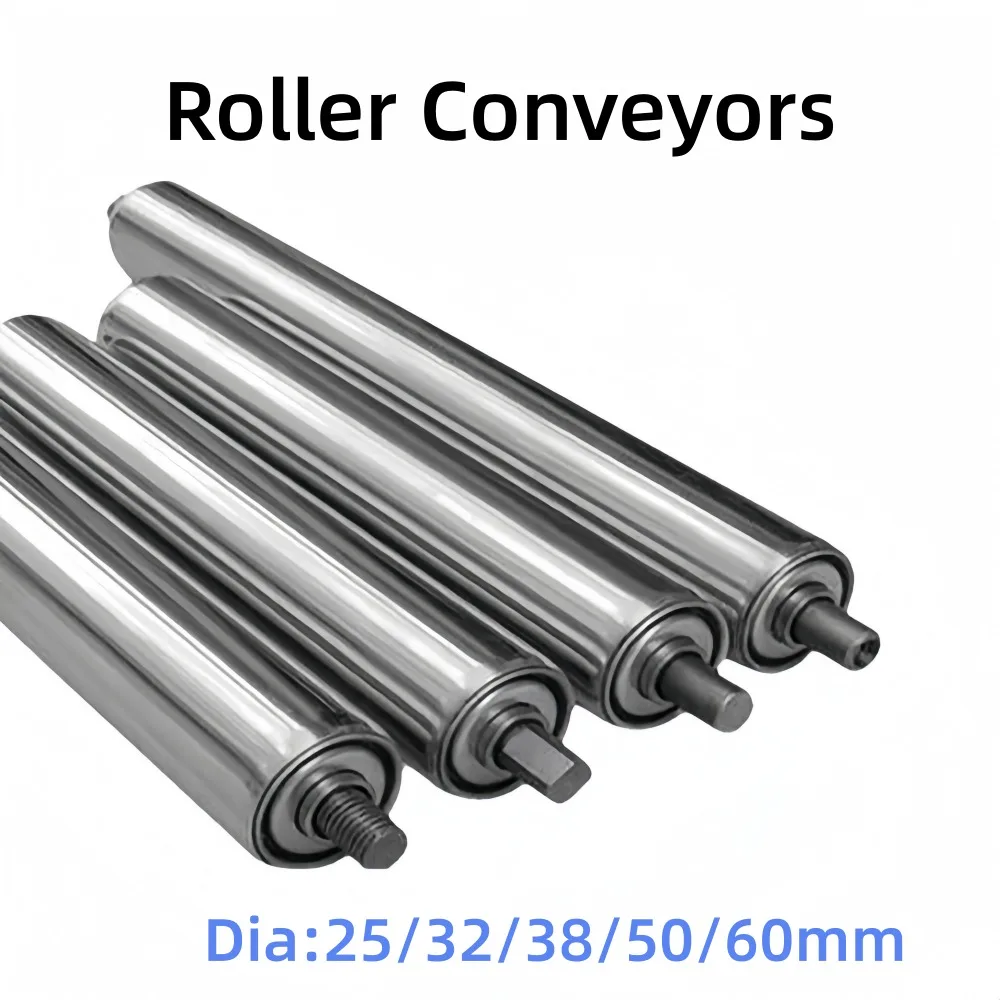 1Pc 25mm-60mm Dia Galvanized/201 Stainless Steel Conveyor Rollers 100-500mm Length Industrial Idler Rollers for Conveyor Systems