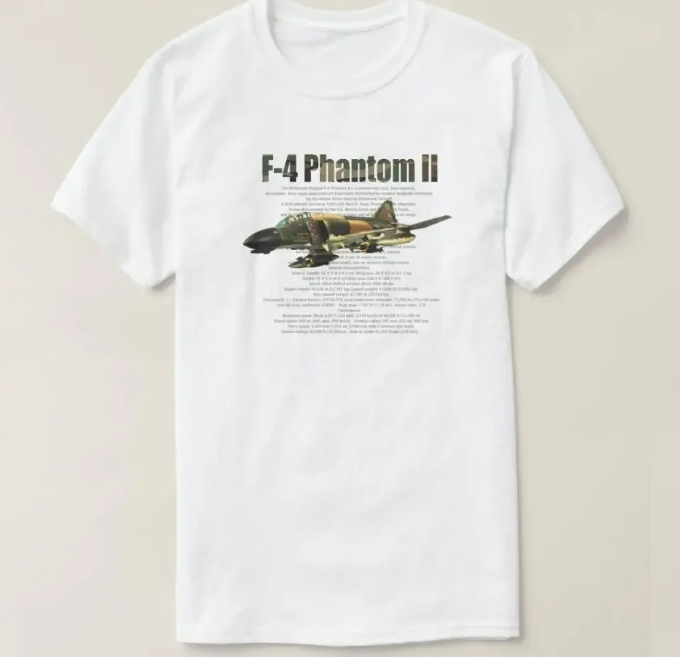 F- 4 Phantom II Fighter Jet Military T-Shirt Short Sleeve Casual 100% Cotton O-Neck Men Shirts