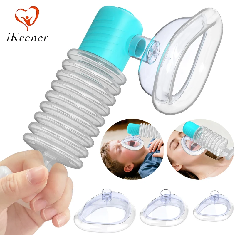 

Anti Choking Device with 3pcs Face Masks Respiratory Trainer Suffocation First Aid Portable Emergency Mask for Adult Child
