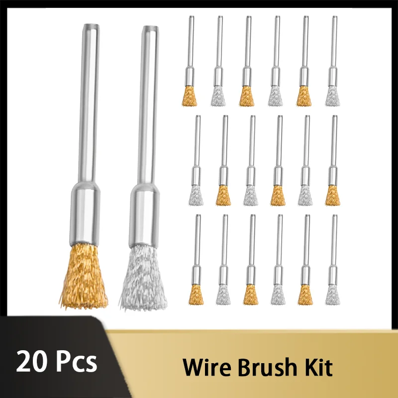 Steel Wire Brush Kit 20 Pcs Rust Paint Removal Brush Polishing Brush Accessories for Rotary Tools Accessories Polish Clean Tools