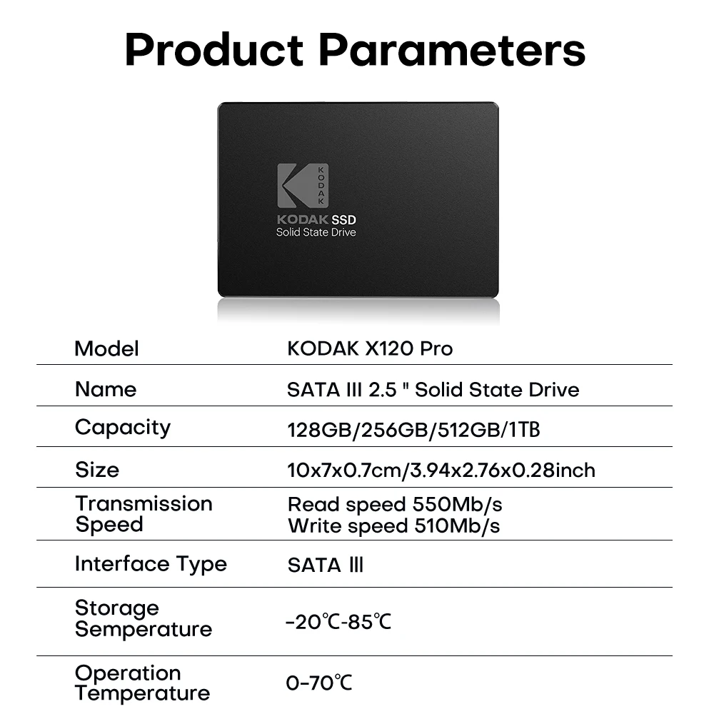 SSD KODAK X120Pro BARU 1TB 2.5 SATA 3 SSD 128GB 256GB HDD Laptop Internal Solid State Drive 512GB Hard Disk Untuk PC Desktop
