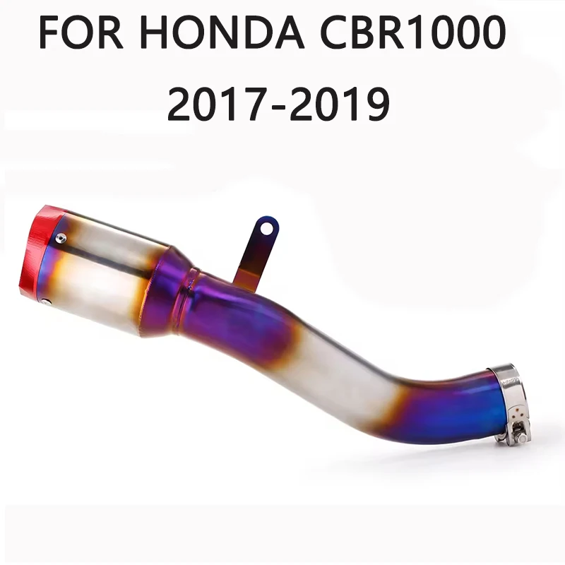 Slip-On-Auspuff für Motorräder, Mittelrohr, Auspuff-Schalldämpfer aus Carbon, Verbindung an der Originalposition für Honda CBR1000 2017–2019