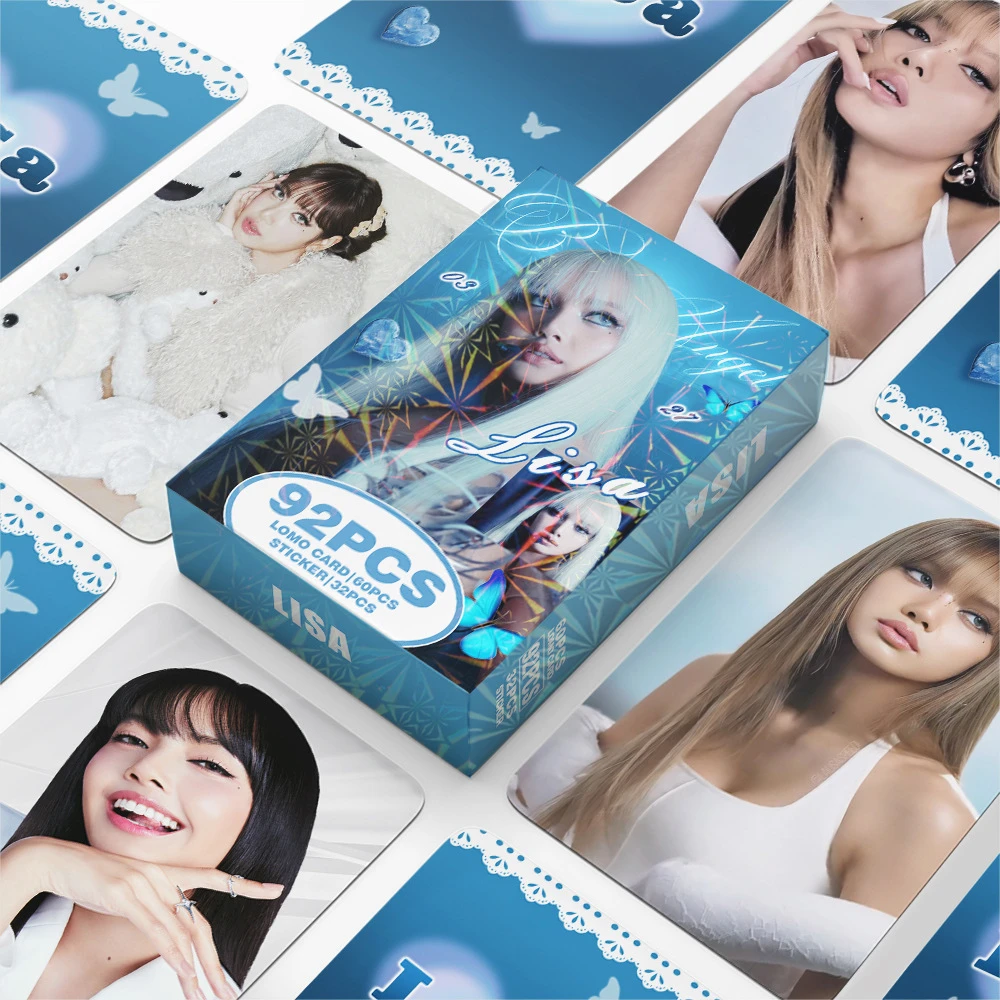 KPOP 92 piezas, tarjetas fotográficas personales de Lisa, mini pegatinas BP, tarjeta de felicitación Polaroid, tarjeta LOMO, regalo para fans