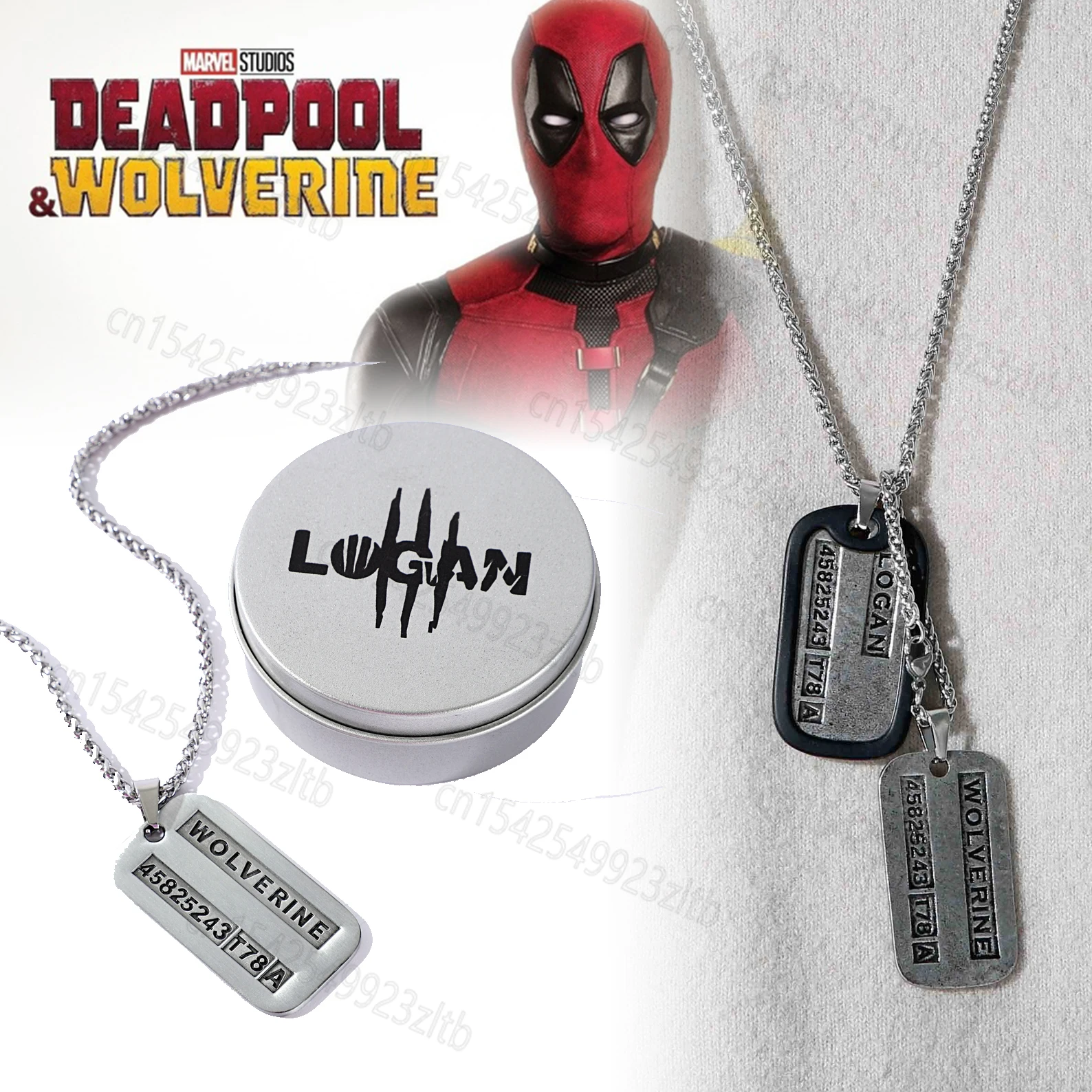 

2024 Movie Deadpool & Wolverine Pendant Necklace Logan Hang Tag Neck Chain Fans Collection Commemorative Jewelry for Men Women