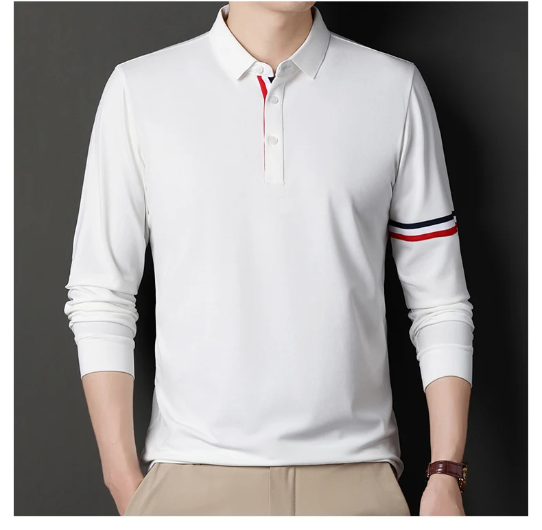 

Мужская рубашка поло с длинным рукавом и воротником, весна-осень 2022, модная повседневная спортивная рубашка базового слоя