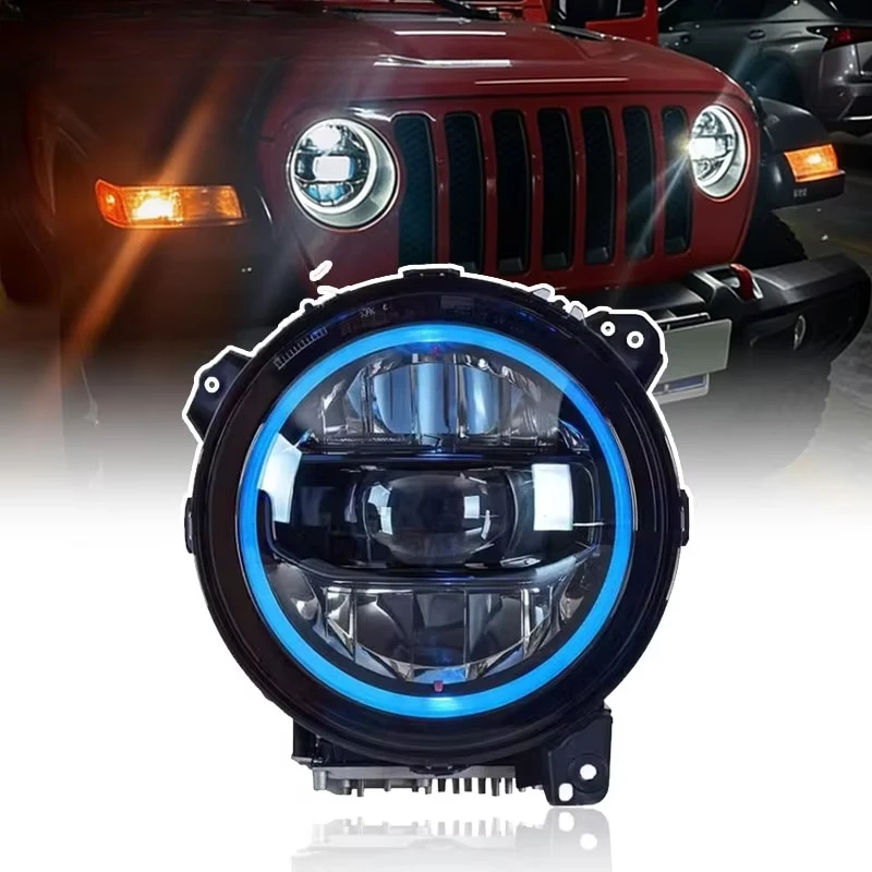 For Wrangler JL or Gladiator JT9 Inch Round Emitting Diode Front Headlights Car Front Headlights Luminous Headlights