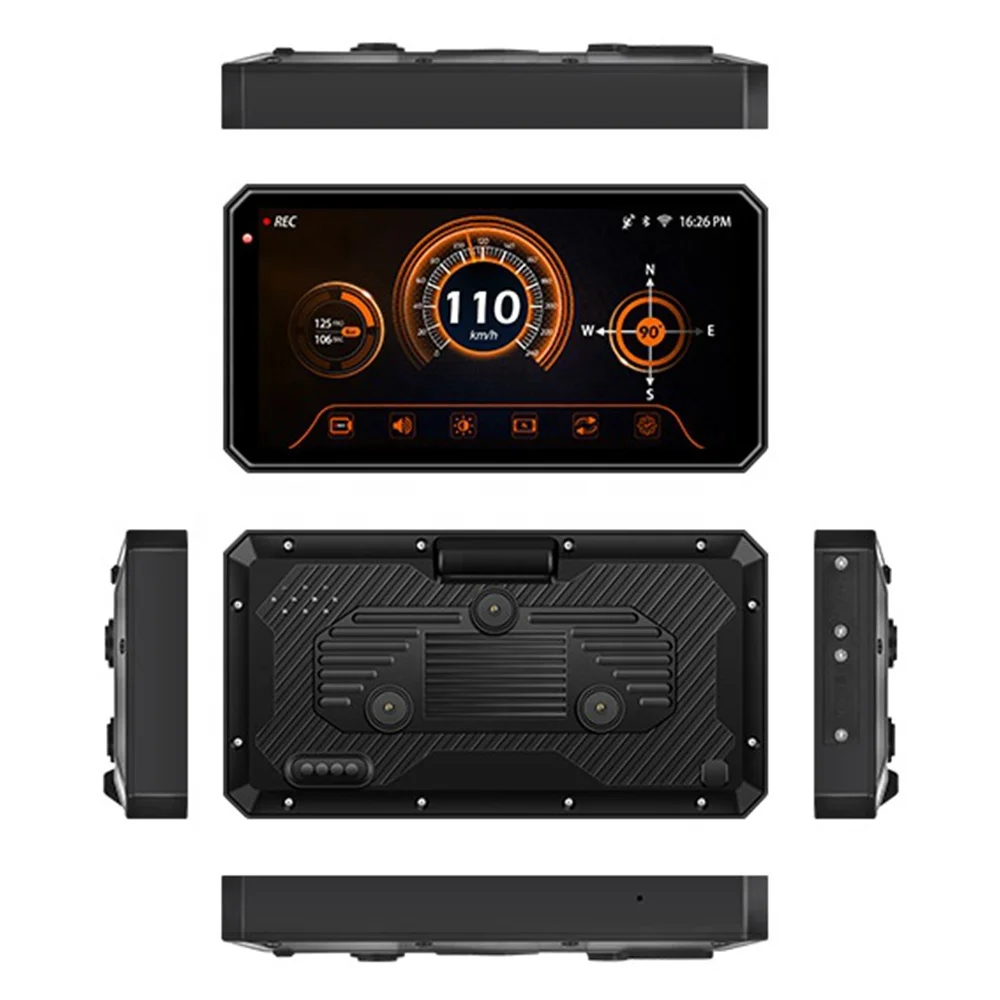 Latest Portable Touch Screen Motorcycle   with Wireless IOS CarPlay & Android Auto TPMS GPS Navigator Recording Function