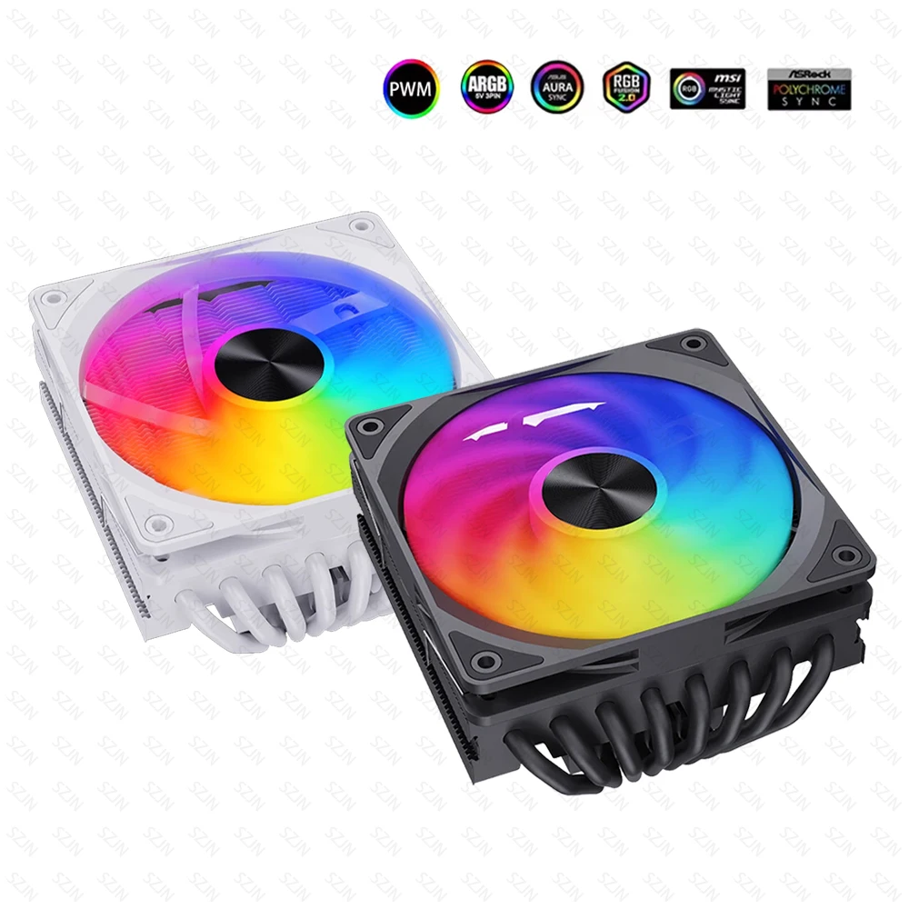 Cpu Cooler 8 Heat Pipes ARGB Low Profile Radiator Air Cooler 75mm TDP180W for Intel & AMD ITX/HTPC Small Form Factor Builds