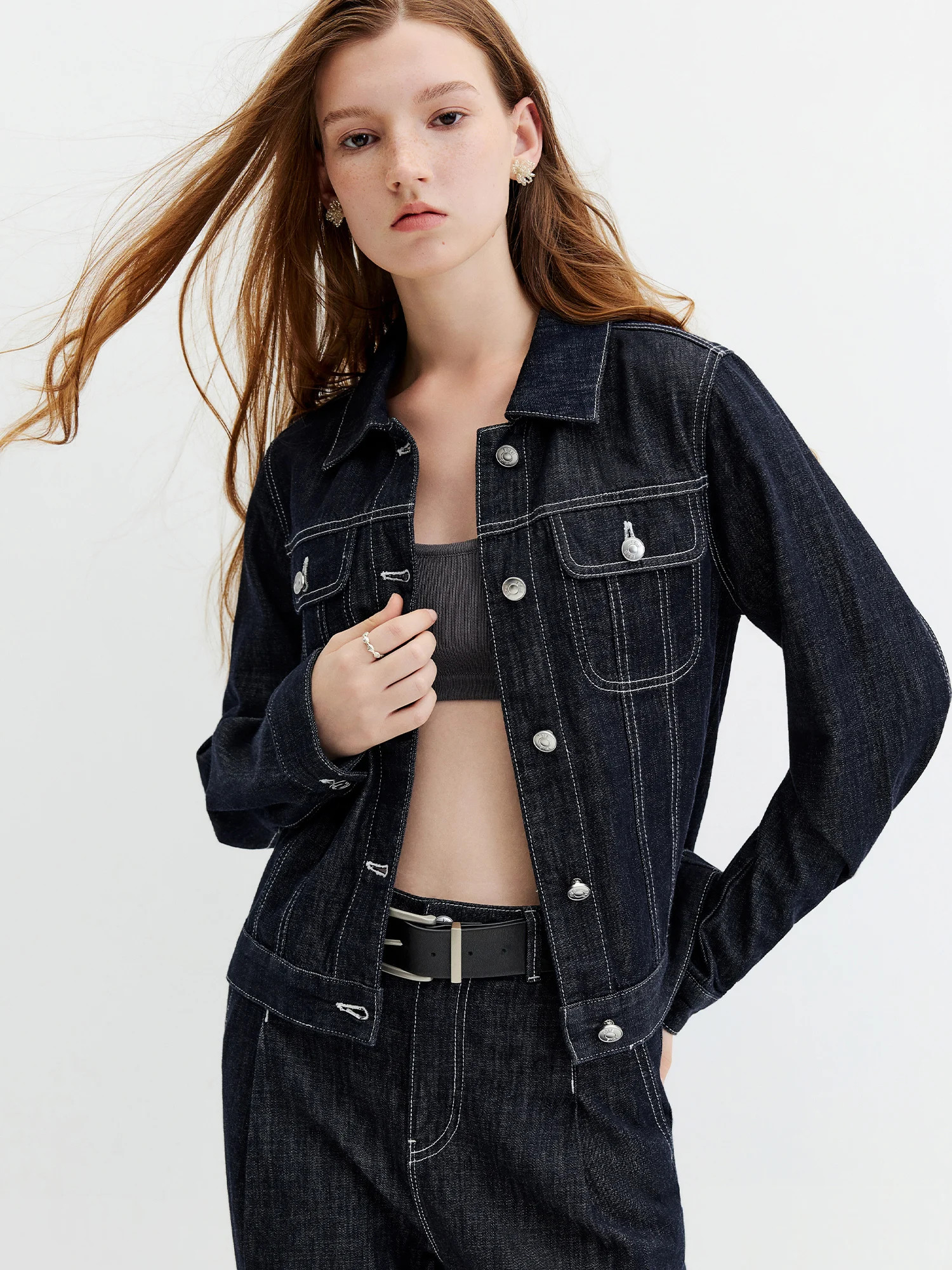 FSLE【Premium Series】Vintage Y2K Denim Jacket Jeans Set Slim Trucker Coat Straight Leg Jeans Co-ord for Retro Street Chic Style 95 Sed2fb42d44a94512ba1e59a2587eb6cb6
