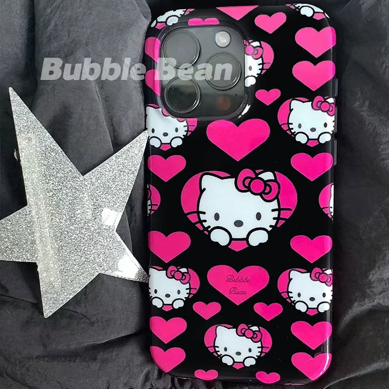 Sanrio-funda protectora de Hello Kitty para Iphone, carcasa moderna para modelos 12, 13 Mini, 14, 15 Plus, 11 Pro Max, Apple X, Xr, Xs, 7 y 8
