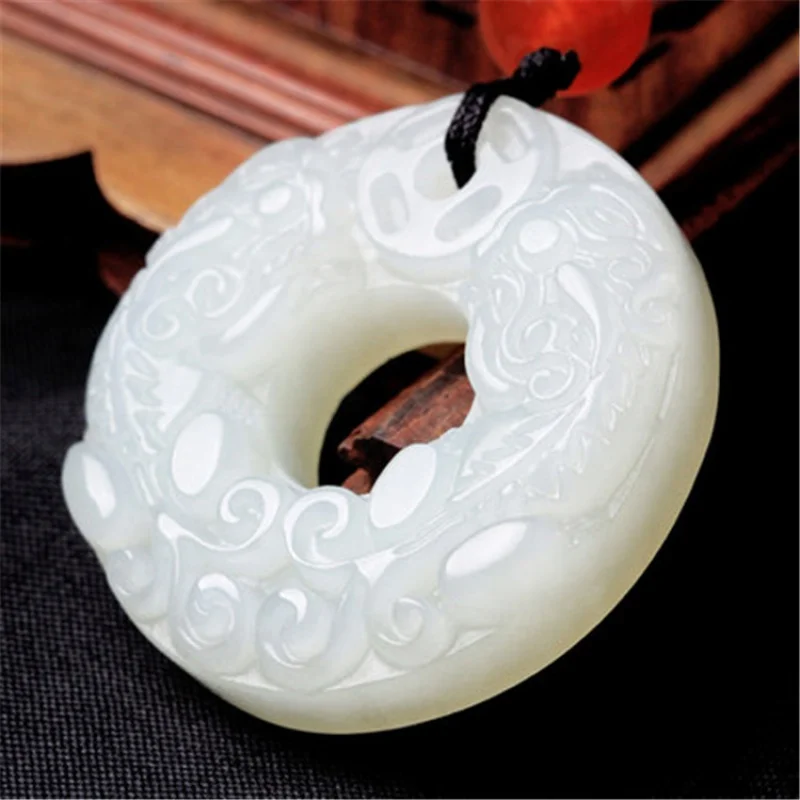 

Xinjiang Natural Hetian Jade Pendant Zhenping Market Factory Direct Supply Double Jade Pendant Safety Buckle Jade Pendant