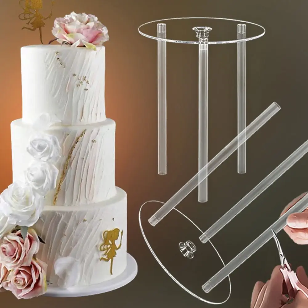 Plastic Multi-layer Cake Stand Cake Stands Support Transparent Cake Tier Support DIY Cake Decor Straw Frame Round Cake Board